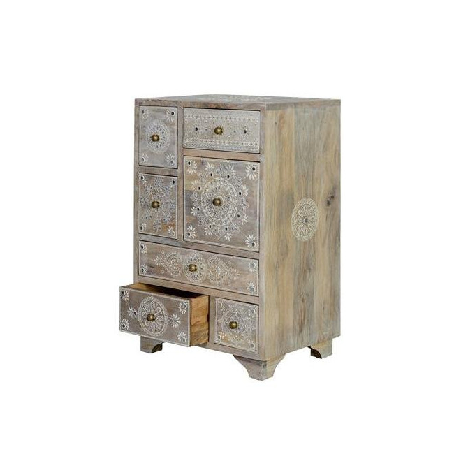 Kommode mit 7 Schubladen Holz Grau 42x30x66cm