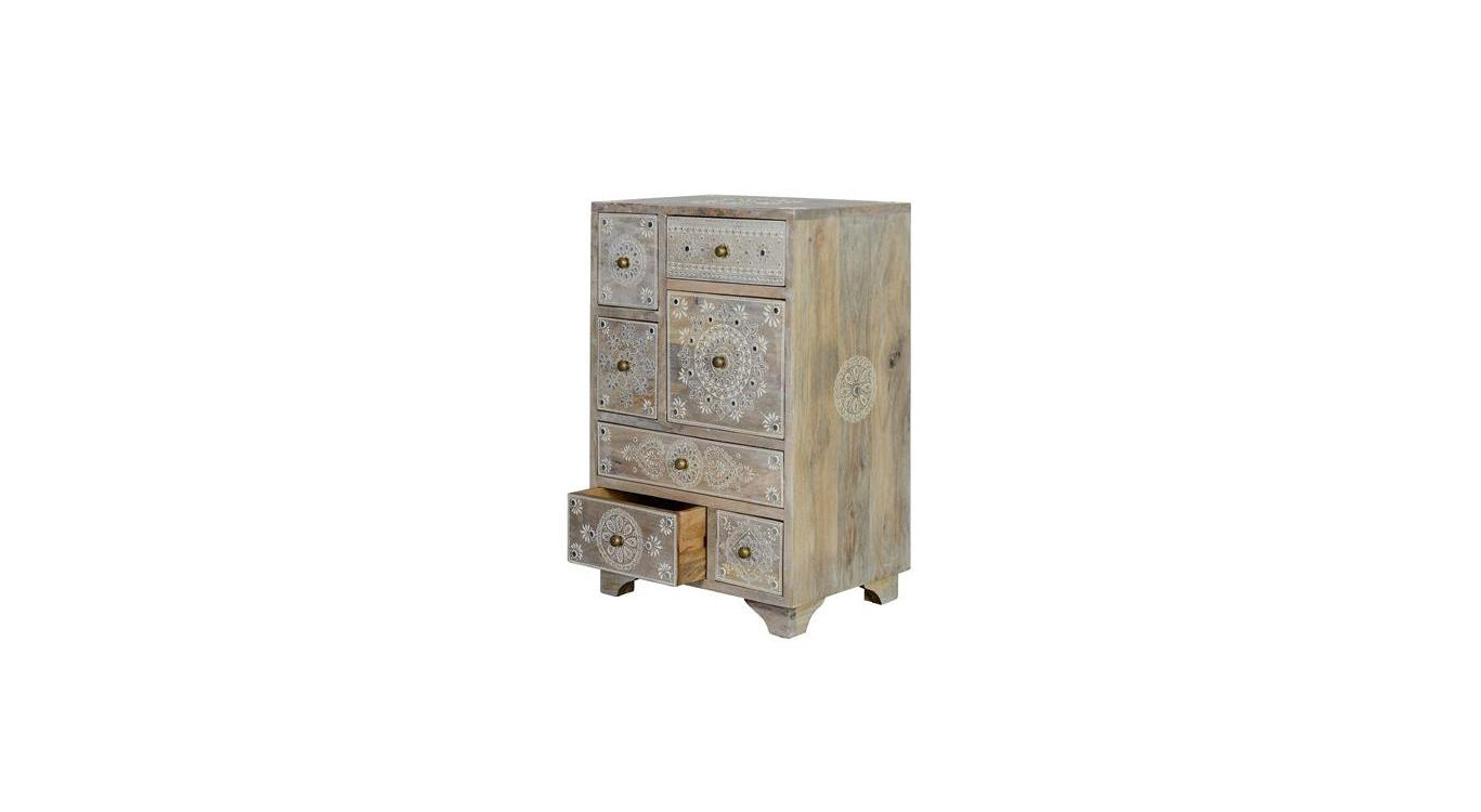 Kommode mit 7 Schubladen Holz Grau 42x30x66cm
