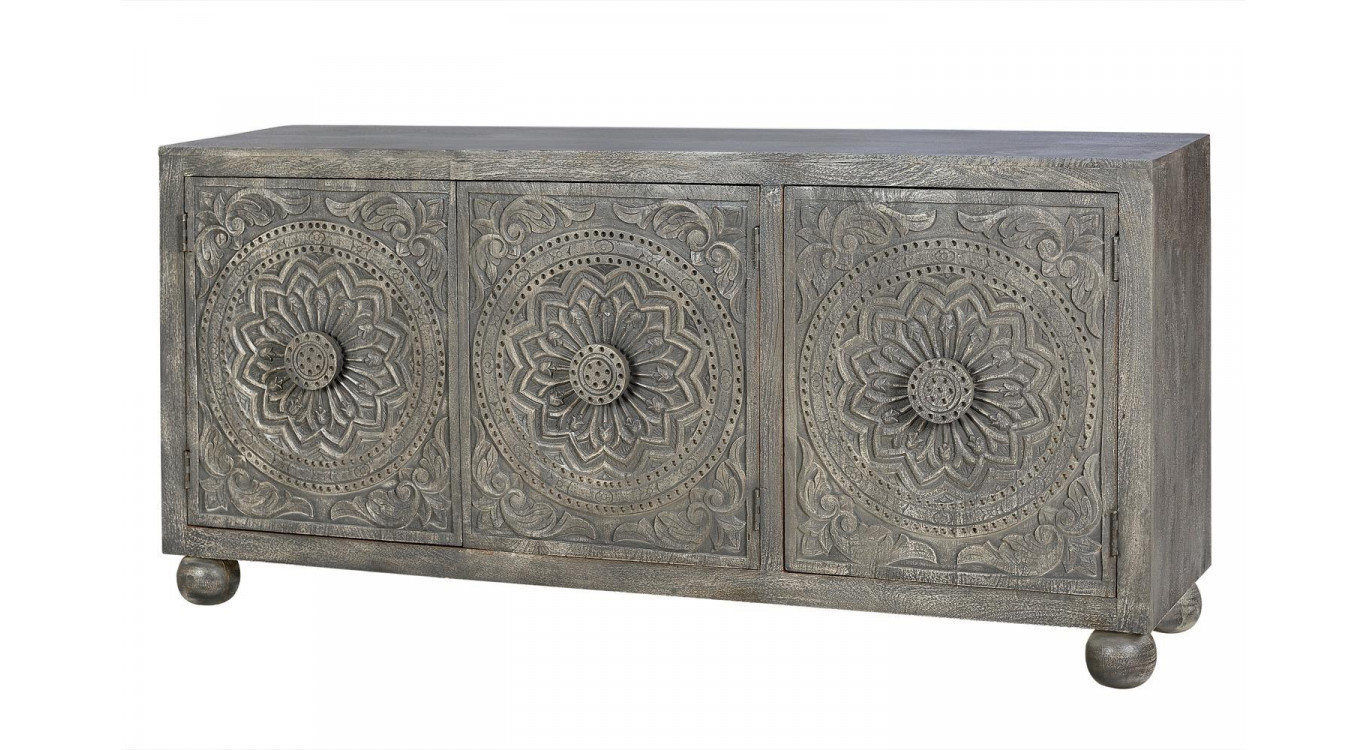 Sideboard Holz Grau 172x43x82cm