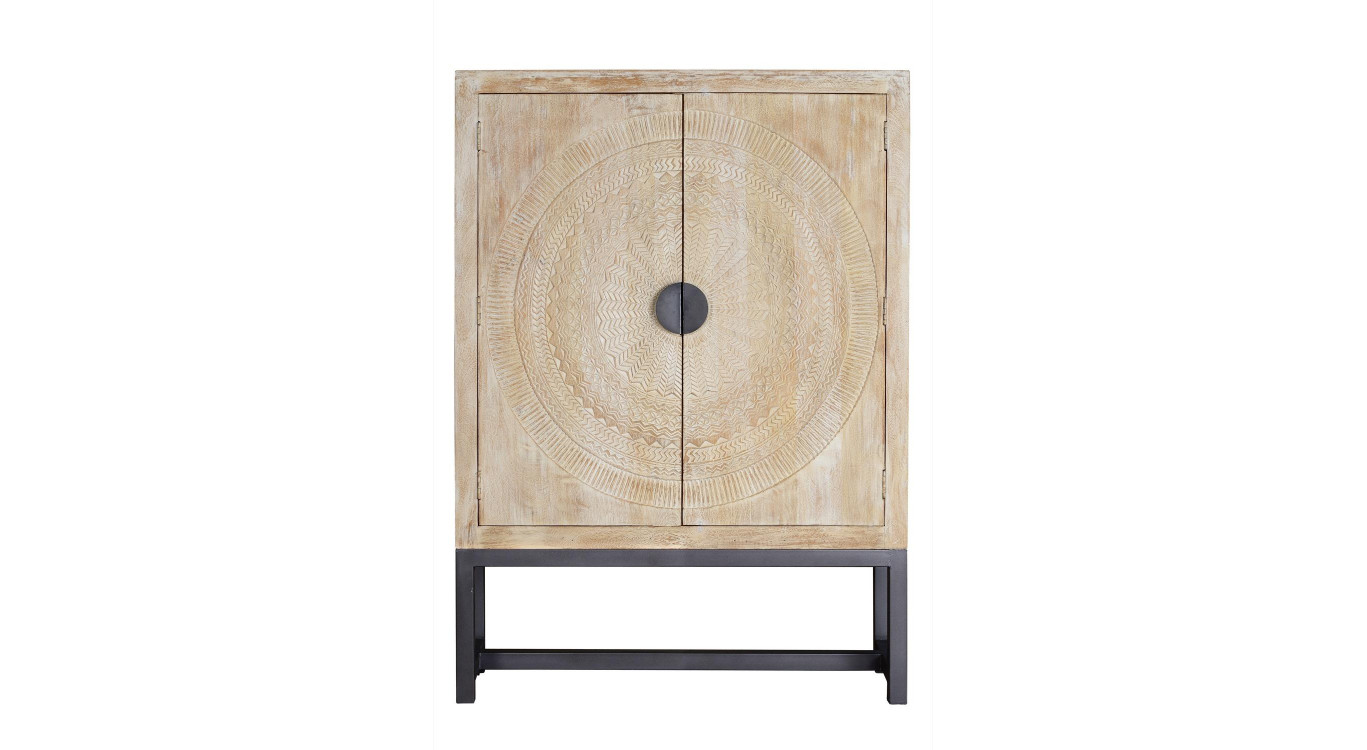 Armoire Bois, Métal Blanc 124x42x176cm