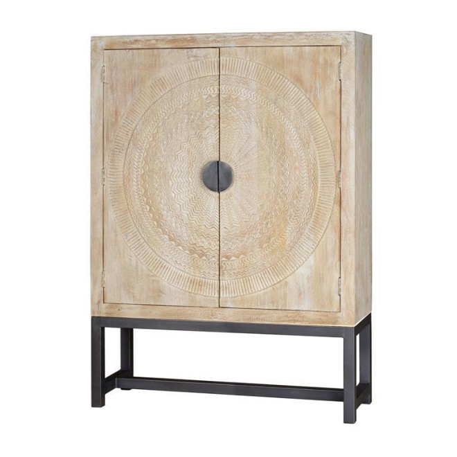 Armoire Bois, Métal Blanc 124x42x176cm