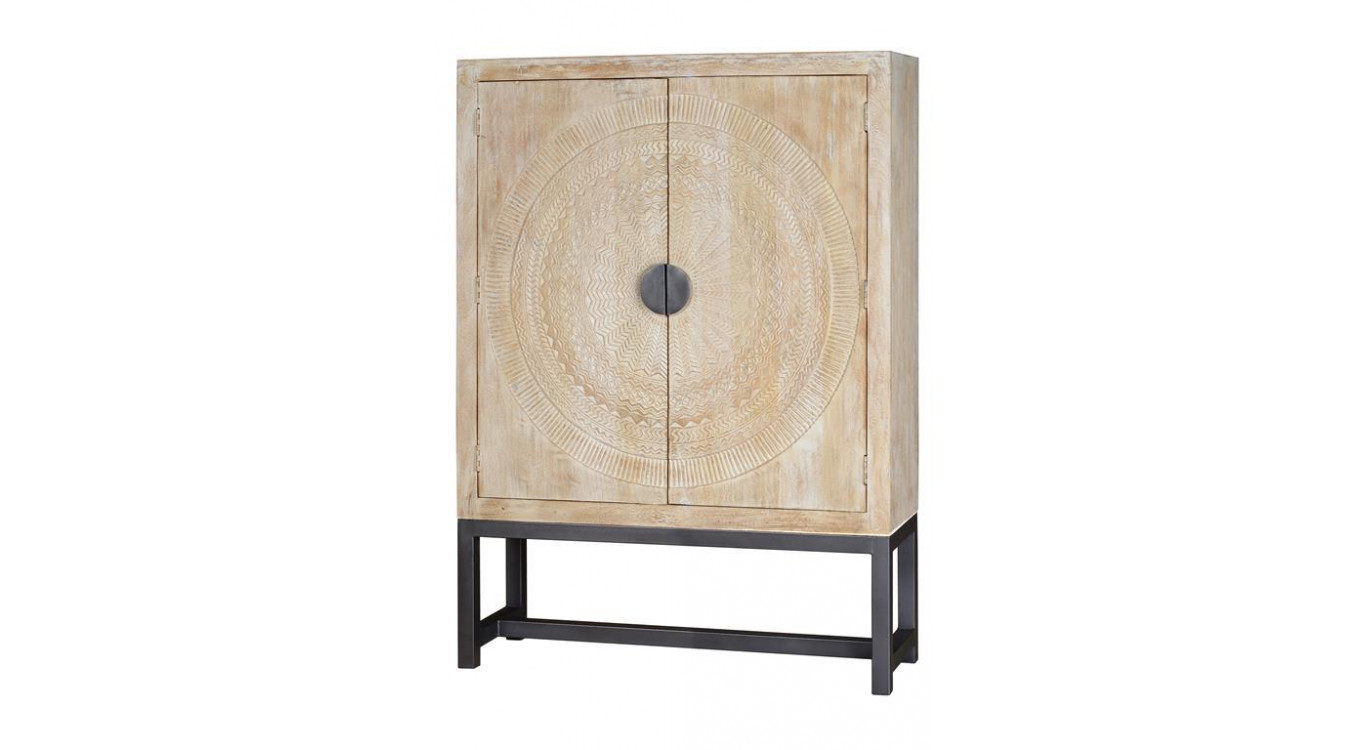 Armoire Bois, Métal Blanc 124x42x176cm