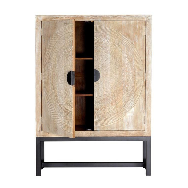 Armoire Bois, Métal Blanc 124x42x176cm