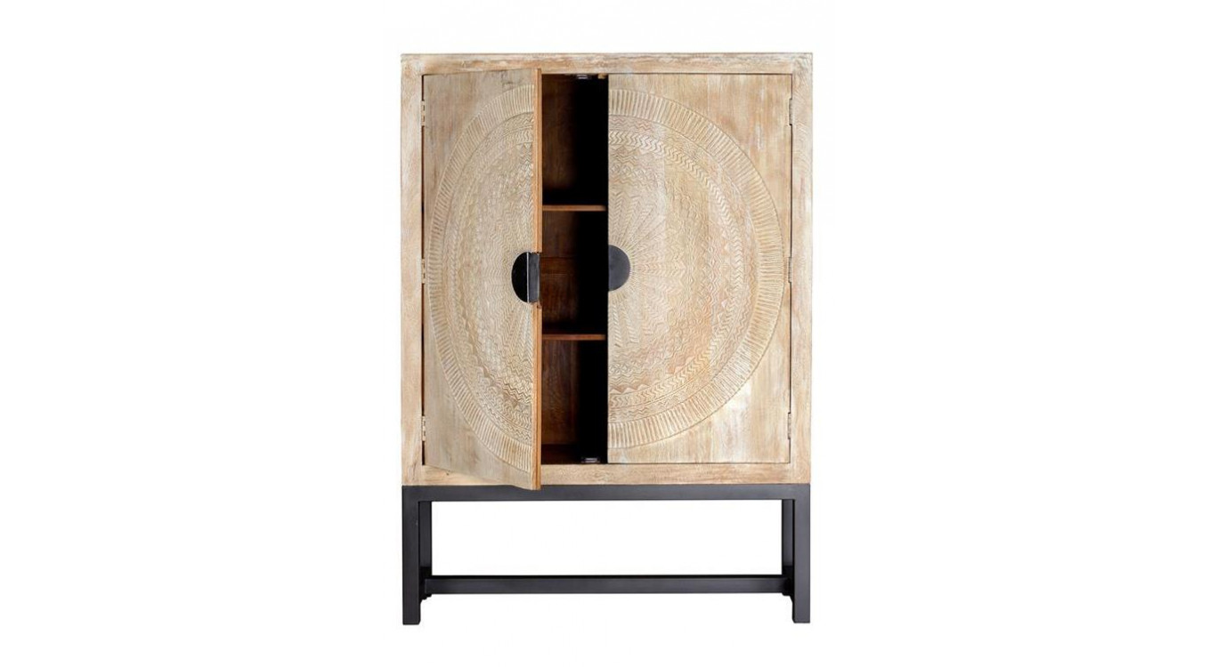 Armoire Bois, Métal Blanc 124x42x176cm