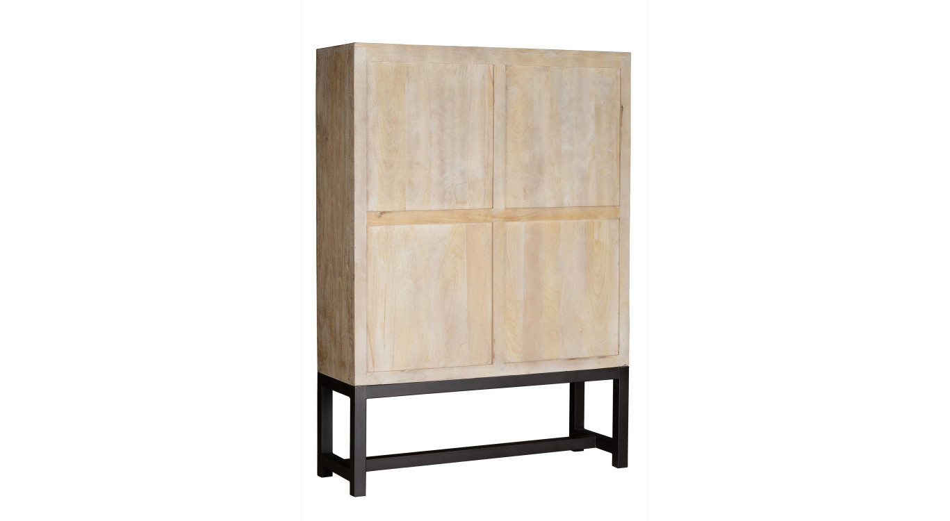 Armoire Bois, Métal Blanc 124x42x176cm