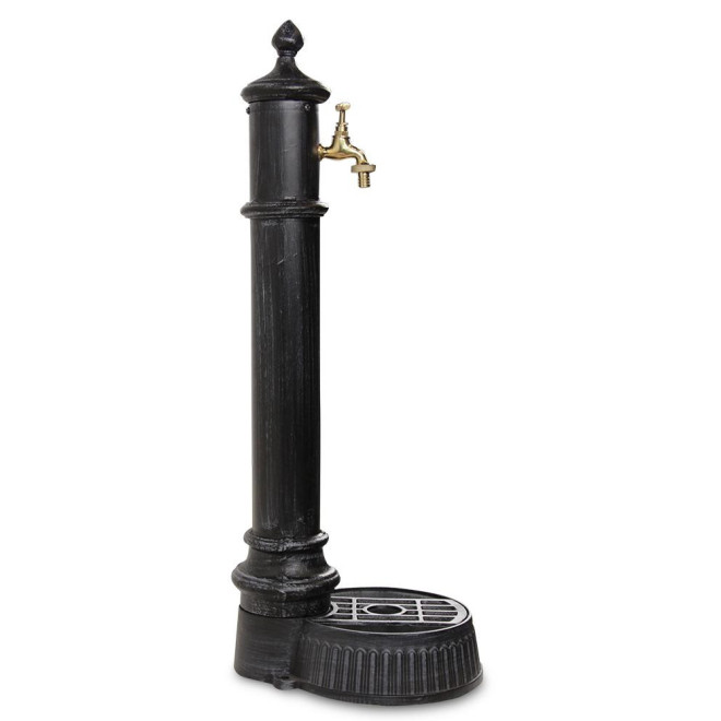 Gartenbrunnen Aluminium, Metall Grau 26x32x82cm