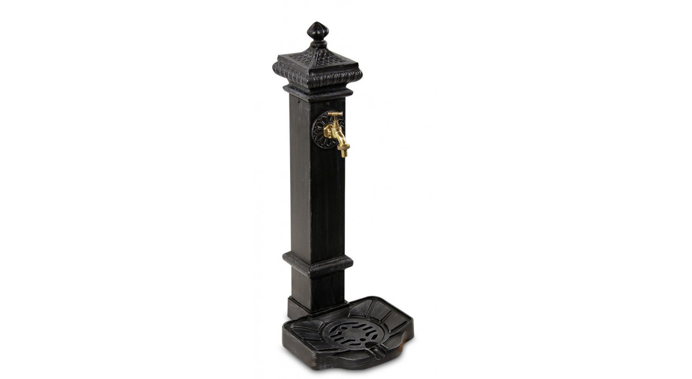 Gartenbrunnen Aluminium, Metall Grau 29x33x76cm