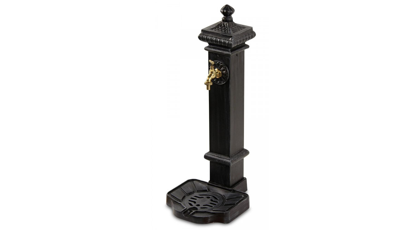Gartenbrunnen Aluminium, Metall Grau 29x33x76cm