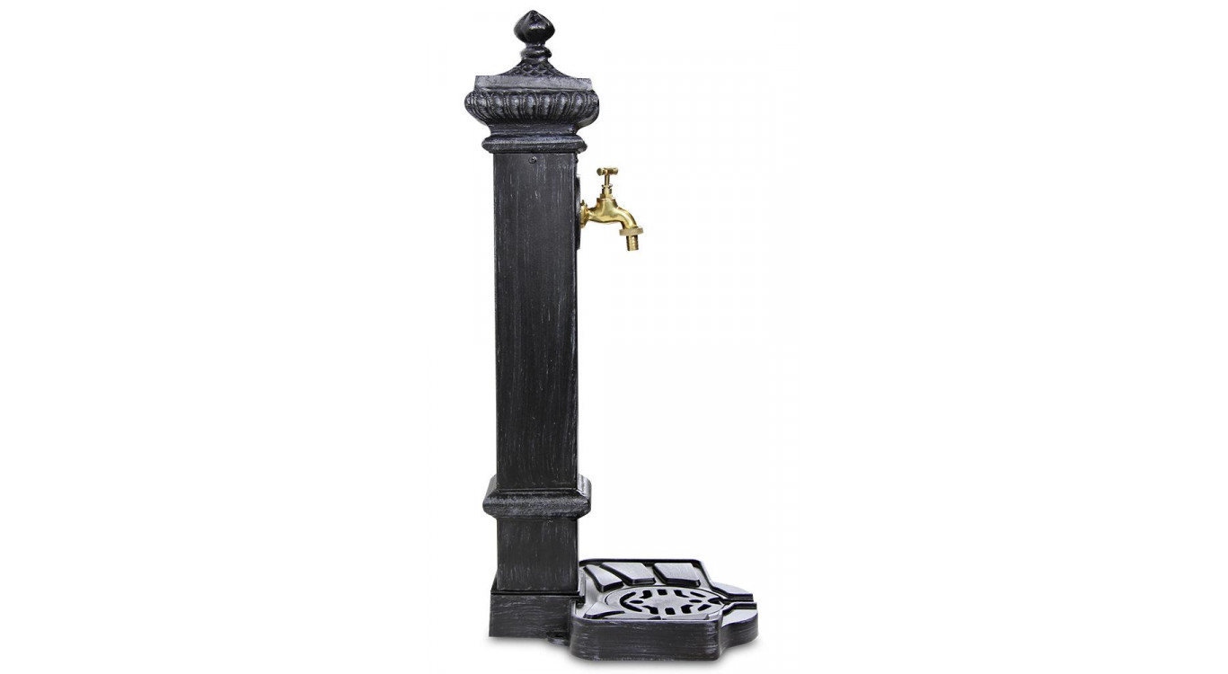 Fontaine de Jardin Aluminium, Métal Gris 29x33x76cm