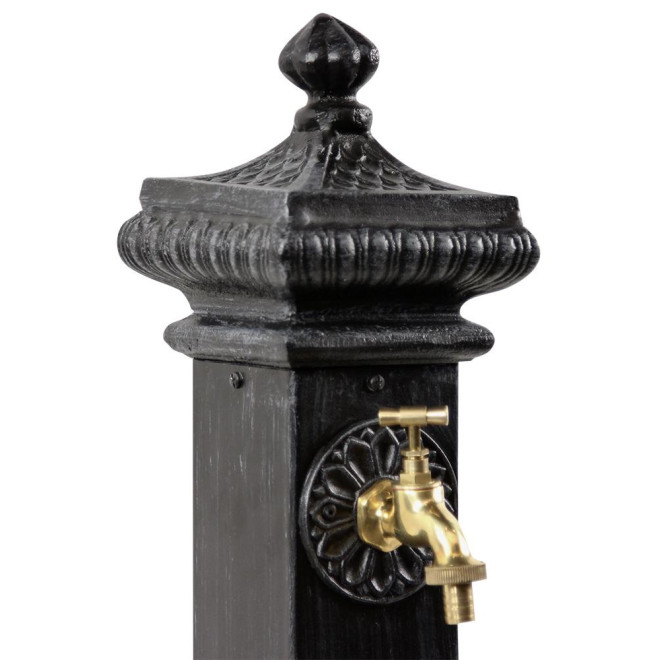 Gartenbrunnen Aluminium, Metall Grau 29x33x76cm
