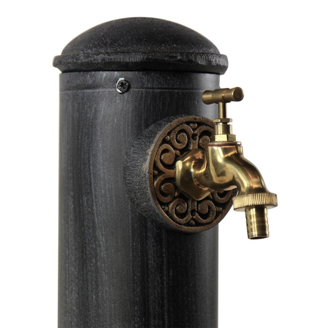 Gartenbrunnen Metall Grau 17.5x17.5x91cm