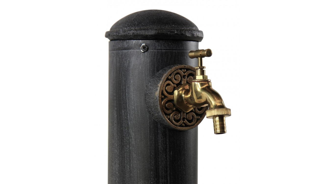 Gartenbrunnen Metall Grau 17.5x17.5x91cm