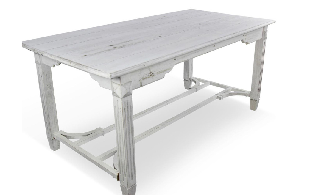 Table Bois Cerusé Blanc 180x90.5x81.5cm
