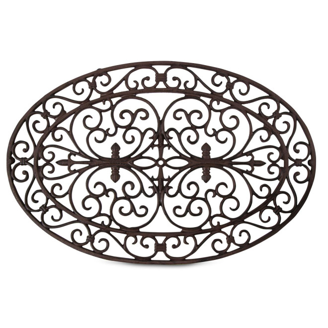 Tapis Paillasson Ovale Fonte Marron 73.5x48x2cm
