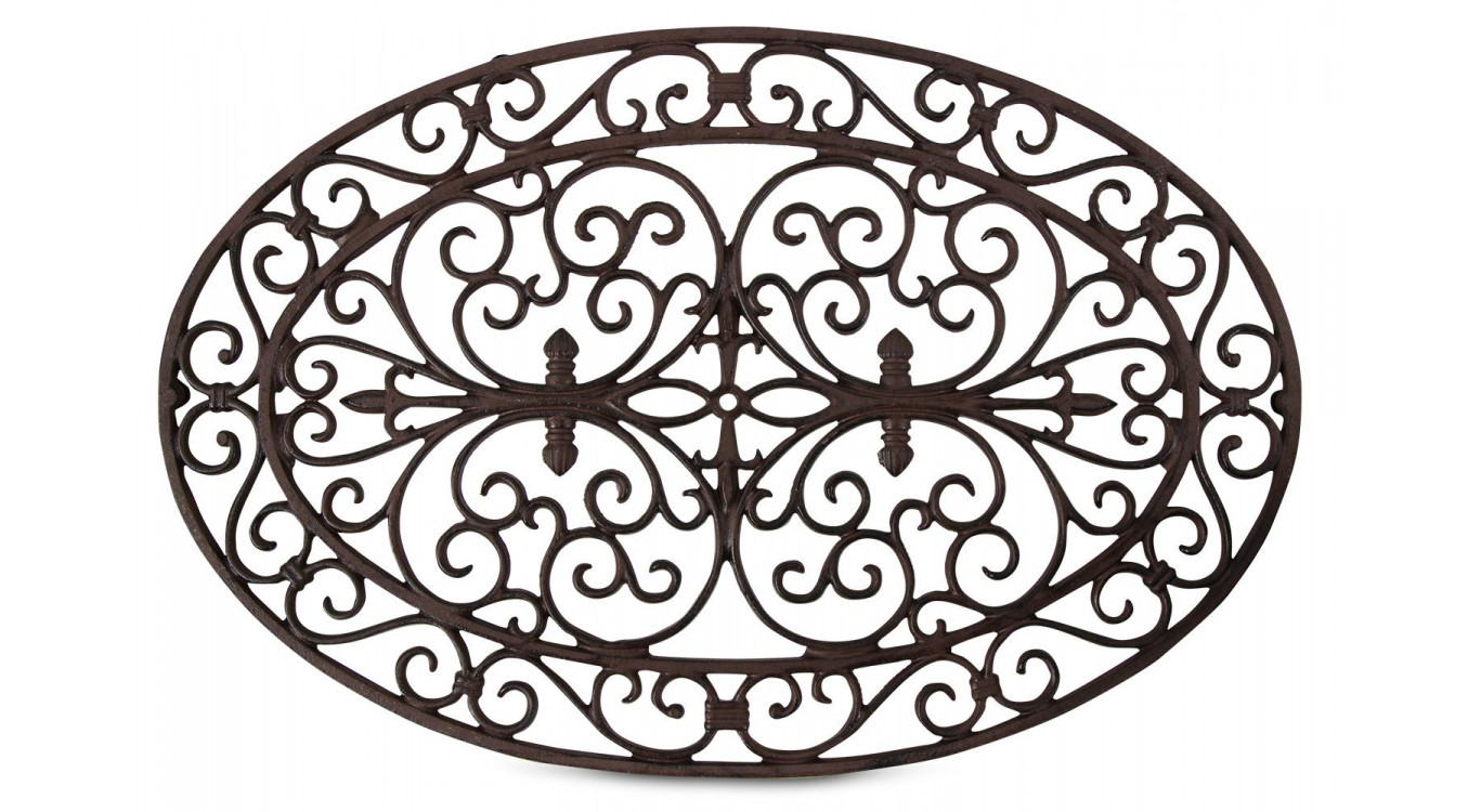 Tapis Paillasson Ovale Fonte Marron 73.5x48x2cm
