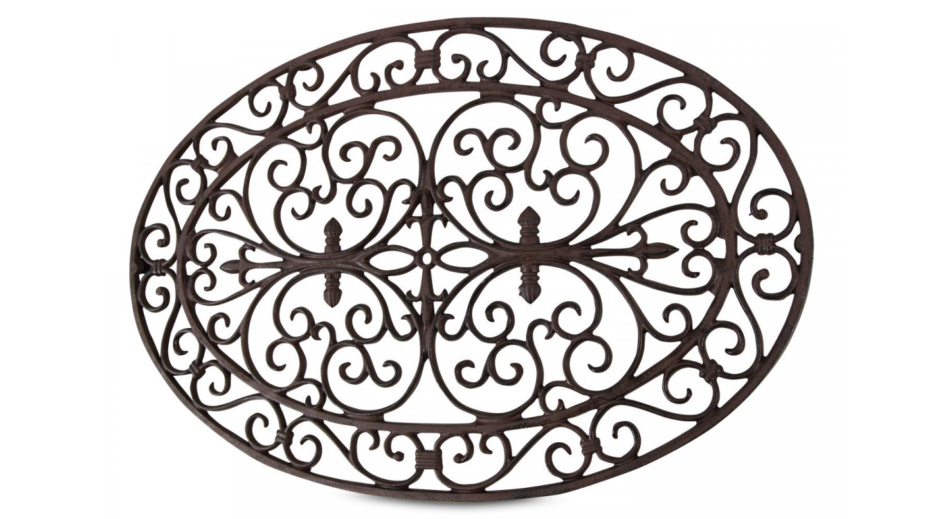 Tapis Paillasson Ovale Fonte Marron 73.5x48x2cm