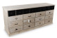 Bahut 20 Tiroirs Bois Blanc Cérusé 199x55x85cm