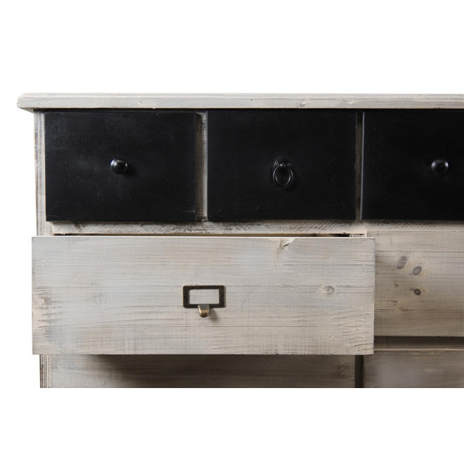 Bahut 20 Tiroirs Bois Blanc Cérusé 199x55x85cm