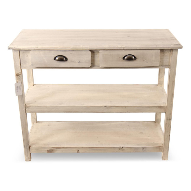 Console 2 Tiroirs Bois Blanc 100x40x80.5cm