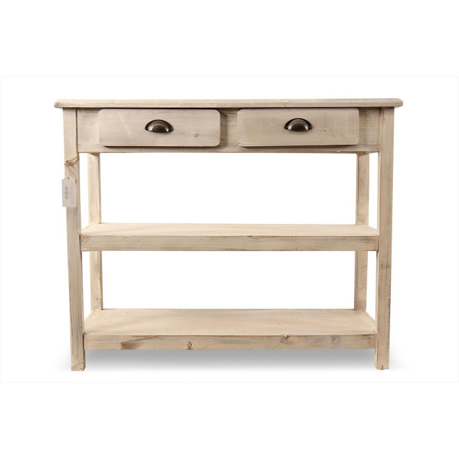 Console 2 Tiroirs Bois Blanc 100x40x80.5cm