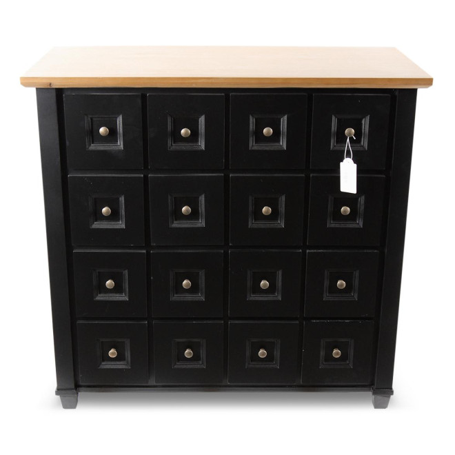 Bahut Grainetier 16 Tiroirs Bois Noir 100x49x95,5cm