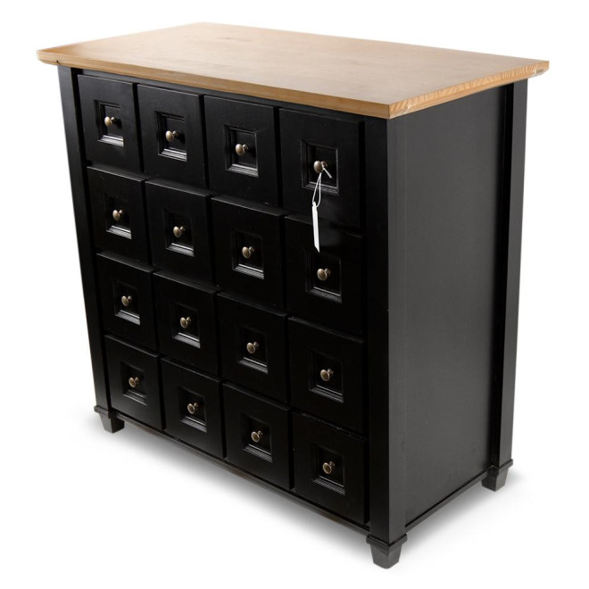 Bahut Grainetier 16 Tiroirs Bois Noir 100x49x95,5cm