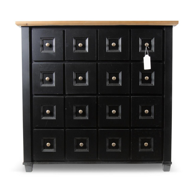 Bahut Grainetier 16 Tiroirs Bois Noir 100x49x95,5cm