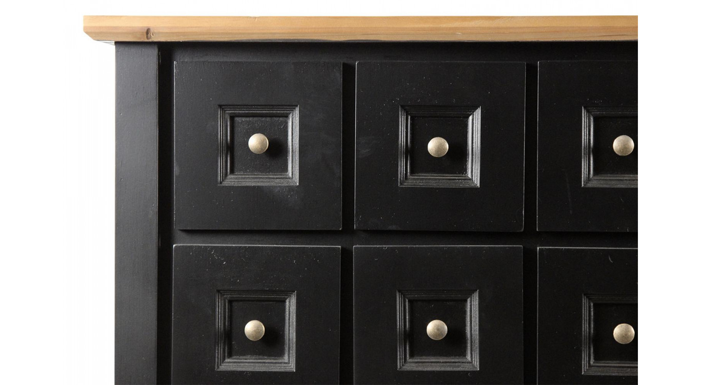 Truhe Grainetier 16 Schubladen Holz Schwarz 100x49x95,5cm