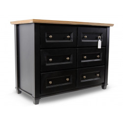 Kommode mit 6 Schubladen Holz Schwarz 100x49x73.8cm