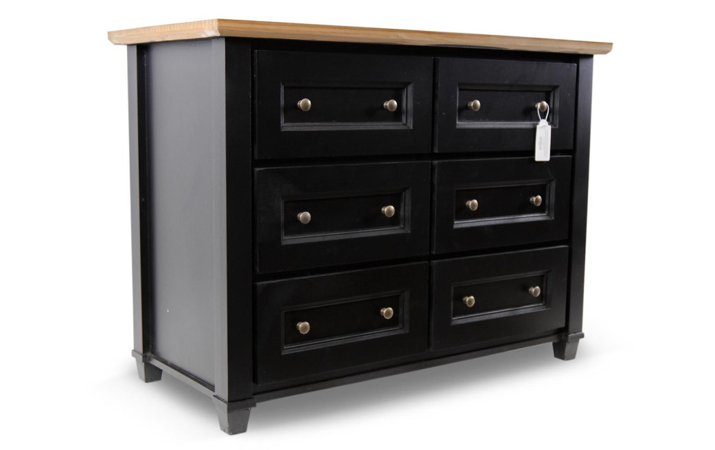 Commode 6 Tiroirs Bois Noir 100x49x73.8cm