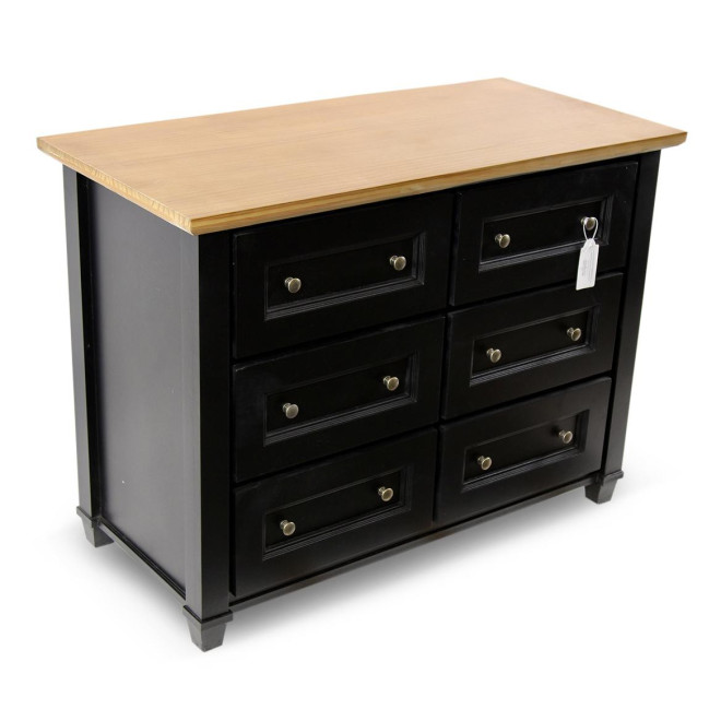 Commode 6 Tiroirs Bois Noir 100x49x73.8cm