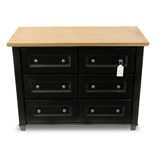 Commode 6 Tiroirs Bois Noir 100x49x73.8cm