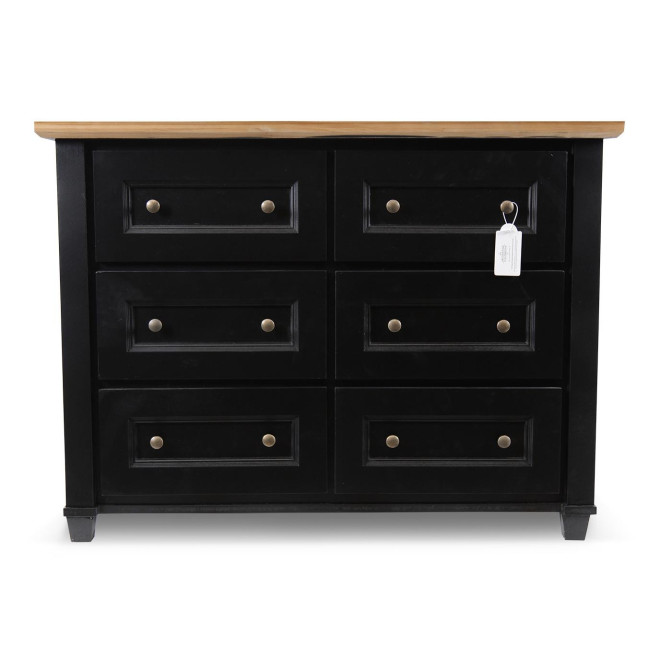 Commode 6 Tiroirs Bois Noir 100x49x73.8cm