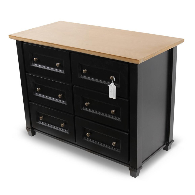 Commode 6 Tiroirs Bois Noir 100x49x73.8cm