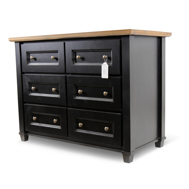 Commode 6 Tiroirs Bois Noir 100x49x73.8cm