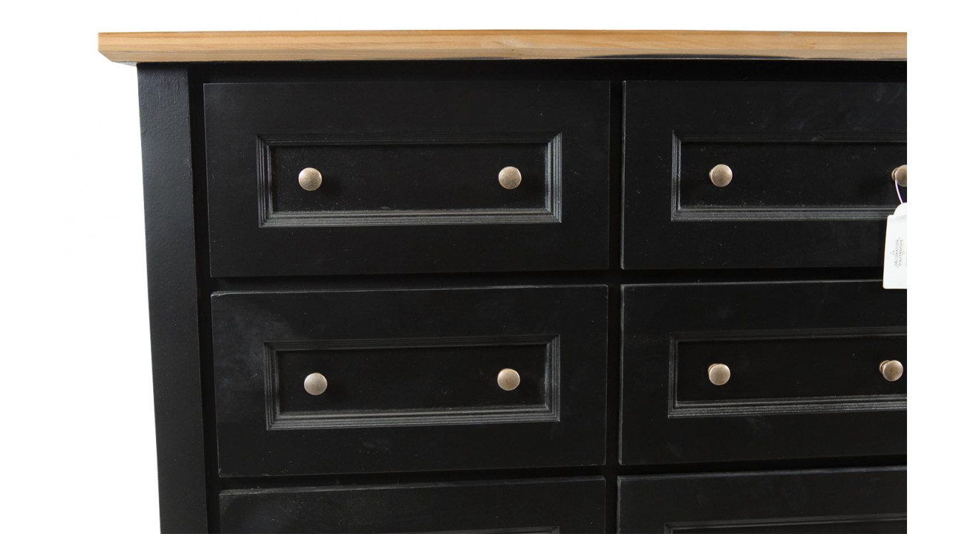 Commode 6 Tiroirs Bois Noir 100x49x73.8cm