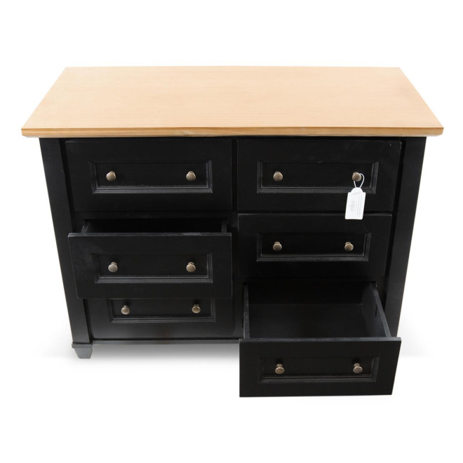 Commode 6 Tiroirs Bois Noir 100x49x73.8cm
