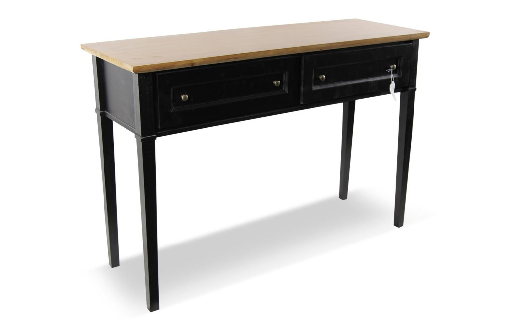 Console 2 Tiroirs Bois Noir 140x49x95.5cm
