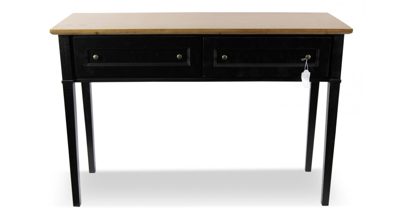 Console 2 Tiroirs Bois Noir 140x49x95.5cm