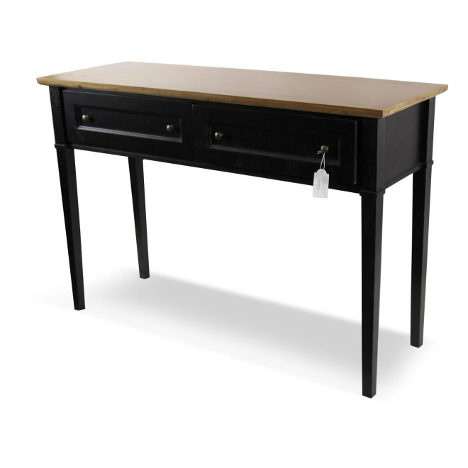 Console 2 Tiroirs Bois Noir 140x49x95.5cm