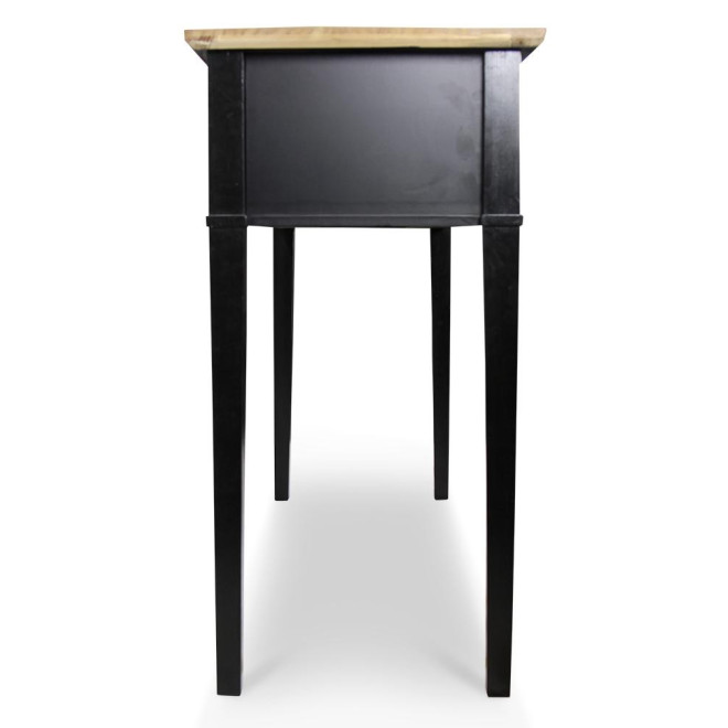 Console 2 Tiroirs Bois Noir 140x49x95.5cm