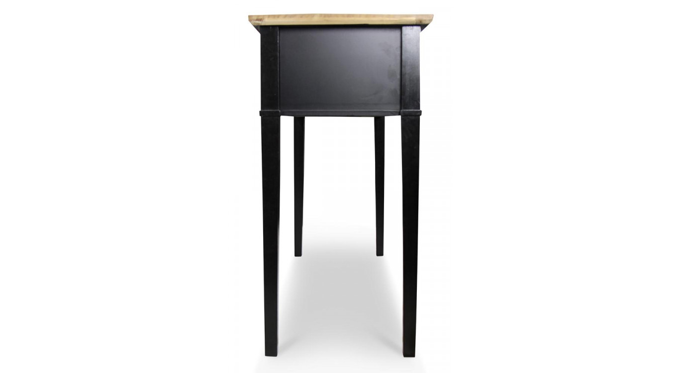 Console 2 Tiroirs Bois Noir 140x49x95.5cm