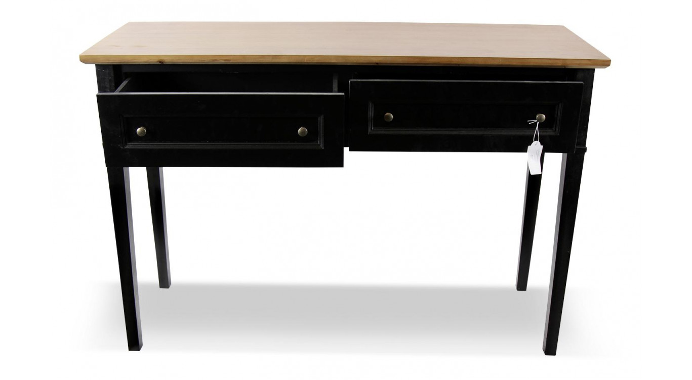 Konsole mit 2 Schubladen Holz Schwarz 140x49x95.5cm