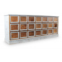 Truhe 21 Schubladen Holz Blau Alt Nackt 192x40.5x76cm