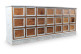 Truhe 21 Schubladen Holz Blau Alt Nackt 192x40.5x76cm