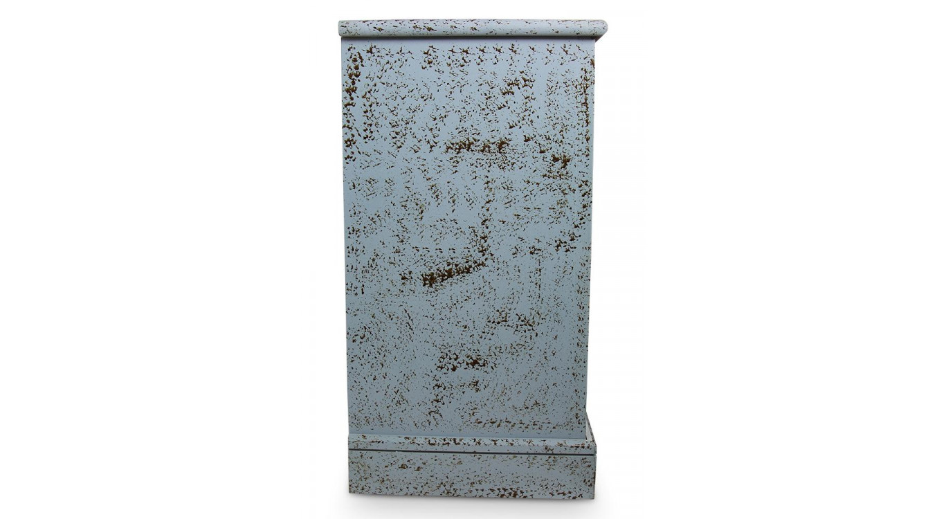 Bahut 21 Tiroirs Bois Bleu Vieilli Nu 192x40.5x76cm