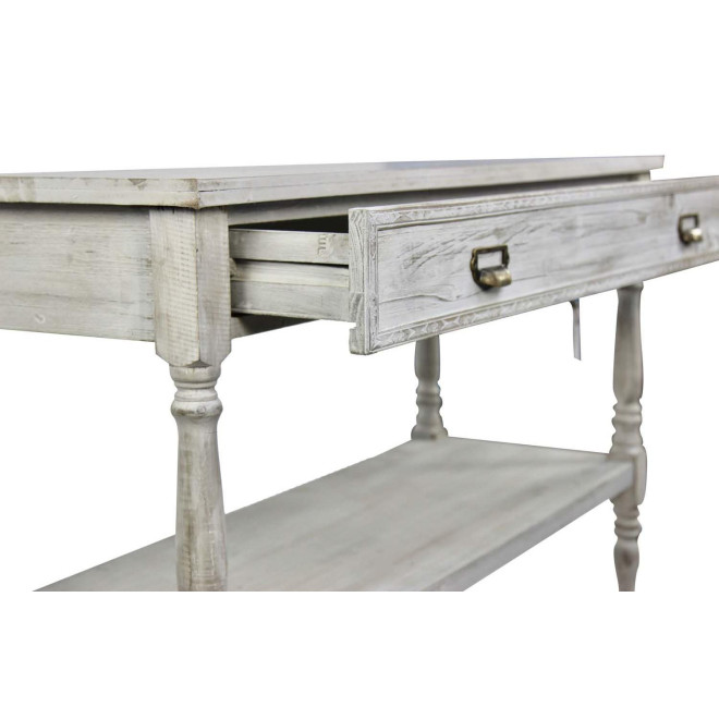 Meuble Console Drapier Bois Cerusé Blanc 1 Tiroir 120x45x77cm