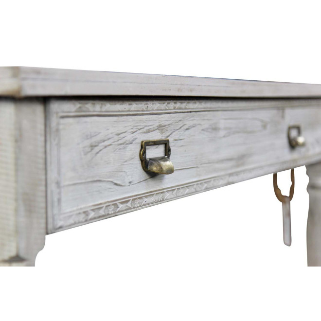 Meuble Console Drapier Bois Cerusé Blanc 1 Tiroir 120x45x77cm
