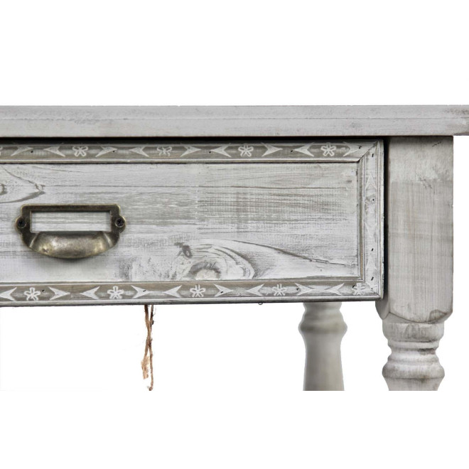 Meuble Console Drapier Bois Cerusé Blanc 1 Tiroir 120x45x77cm