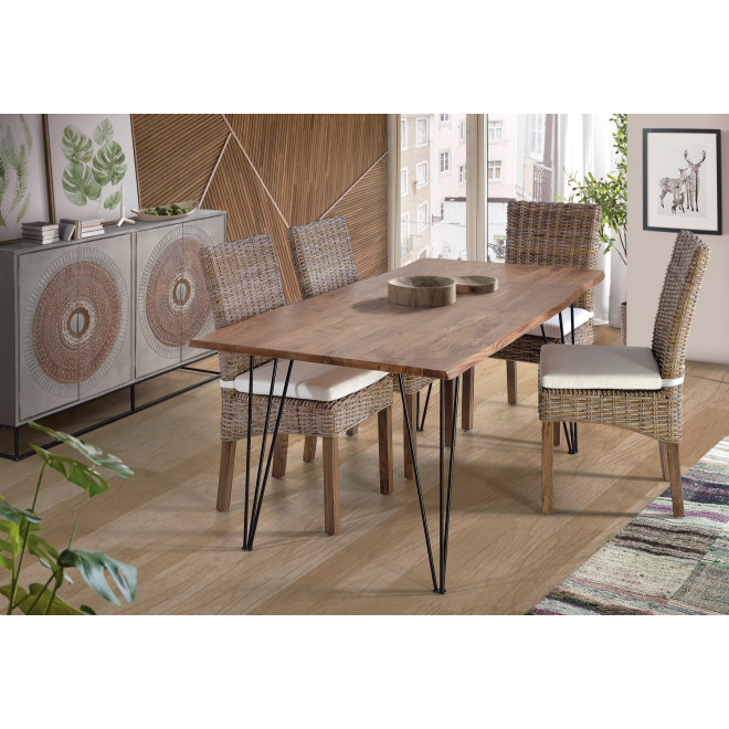 Table à Manger Bois, Métal Marron 160x90x76cm